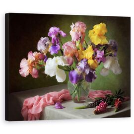 Tablou Canvas - Cu Un Buchet De Irisi Si Lupini - - Roveli