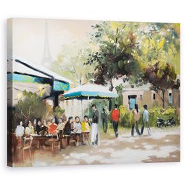 Tablou canvas - Viata De Oras, Paris, Oameni, Viata Sociala, Pictura, Marime: 60 x 75 cm - - Roveli