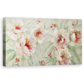 Tablou Canvas - Flori, Rosu si Alb, Pictura, Marime: 50 x 100 cm - - Roveli