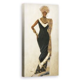 Tablou Canvas - Oameni, Femeie Africana, Costum Popular, Rochie Neagra, Pictura - - Roveli