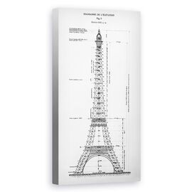 Tablou Canvas - Cladire, Turnul Eiffel, Planul, Marime: 50 x 100 cm - - Roveli
