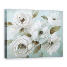 Tablou canvas - Flori, Alb, Culoare Jad, Pictura - - Roveli