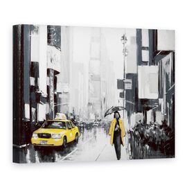 Tablou canvas - Oras, Cladiri, New York, Oameni, Taxi, Ploaie, Pictura II, Marime: 75 x 100 cm - - Roveli