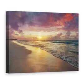 Tablou canvas - Natura, Mare, Valuri, Nisip, Natura, Apus De Soare, Marime: 75 x 100 cm - - Roveli