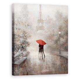 Tablou canvas - Natura, Parc, Copaci, Oameni, Paris, Turnul Eiffel, Pictura, Marime: 40 x 50 cm - - Roveli