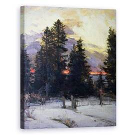 Tablou Canvas - Abram Efimovich Arkhipov - Apusul soarelui peste un peisaj de iarna - - Roveli