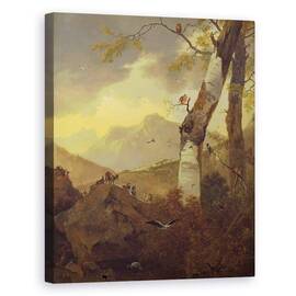 Tablou Canvas - Adam Pynacker - Peisaj montan cu capre si pasari - - Roveli