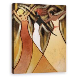 Tablou canvas - Femei Africane Dansand 3, Marime: 60 x 75 cm - - Roveli