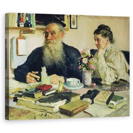 Tablou Canvas - Ilya Efimovich Repin - Leo Tolstoi cu sotia sa in Yasnaya Polyana - - Roveli