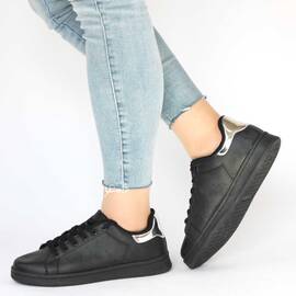 ​Pantofi de dama, sport, cu talpa joasa, negri LB-623-BLACK-SILVER, Culoare (12): Negru, Marime (12): 36 - - Roveli