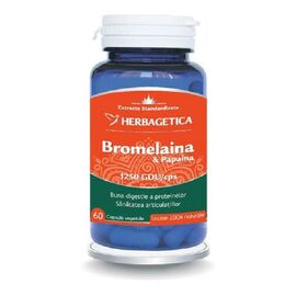 Bromelaina si Papaina 60 capsule Herbagetica - - Roveli