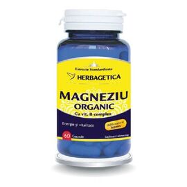 Magneziu Organic cu Vitamina B Complex 60 capsule Herbagetica - - Roveli
