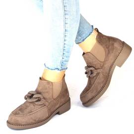 ​Botine de dama cu elastice laterale si element decorativ FBW044-KHAKI, Culoare (12): Kaki, Marime (12): 40 - - Roveli