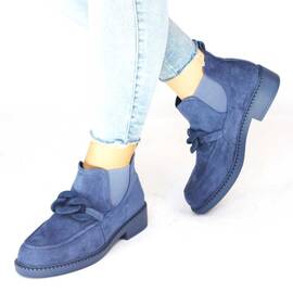 ​Botine de dama cu elastice laterale si element decorativ FBW044-NAVY, Culoare (12): Bleu, Marime (12): 36 - - Roveli