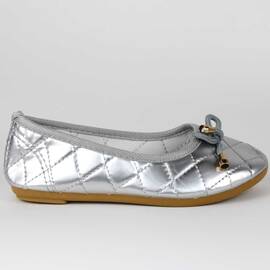 Balerini de copii, argintii cu talpa usoara KH-2-SILVER, Culoare (12): Argintiu, Marime (12): 34 - - Roveli
