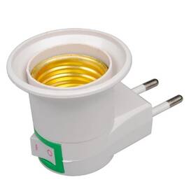 Stecher cu fasung E27, intrerupator, adaptor priza, Culoare (tm): alb - - Roveli