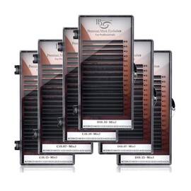 Extensii de gene MIX curbura C Ibeauty Premium Mink, extensii gene premium, 16 linii, Culoare (26): negru, Grosime (26): 0.05, Lungime (26): mix (8-14) mm - - Roveli