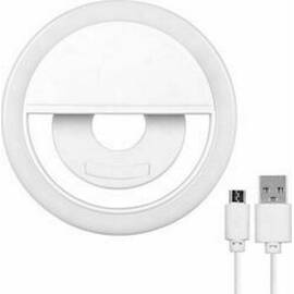 Lampa inel de umplere reincarcabila pentru telefoane mobile cu clema, Culoare (tm): alb - - Roveli