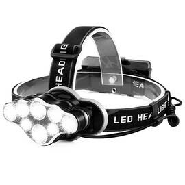 Lanterna de cap cu 8 LED-uri, rezistenta la umezeala, Culoare (tm): negru - - Roveli