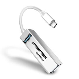 Hub adaptor 5 în 1 USB C Splitter tip C Extender cu cititor de carduri SD Micro TF - - Roveli