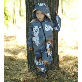 Salopeta impermeabila pentru copii Kidscare, cu protectie la vant si apa cu imprimeu Puppies, Marime (132): 122 - - Roveli