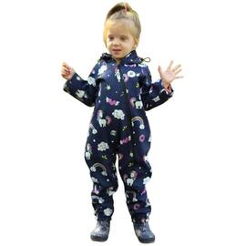 Salopeta impermeabila pentru copii Kidscare, cu protectie la vant si ploaie cu imprimeu Unicorni Navy, Marime (132): 104 - - Roveli