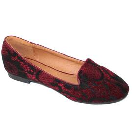 Balerini dama cu broderie aplicata CH-1F059-11-RED, Culoare (12): Negru, Rosu, Marime (12): 37* - - Roveli