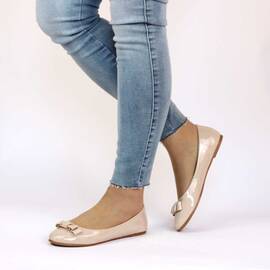 Balerini de dama, bej cu talpa usoara  2017-9-BEIGE, Marime (12): 36* - - Roveli