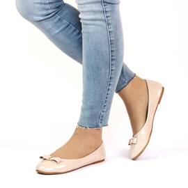 ​Balerini de dama, bej cu talpa usoara  2017-4-BEIGE, Marime (12): 36* - - Roveli