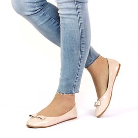 ​Balerini de dama, bej cu talpa usoara  2017-4-BEIGE, Marime (12): 36* - - Roveli