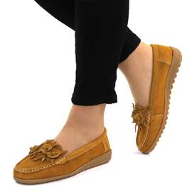 Mocasini de dama din piele naturala accesorizati cu franjuri 2739-TAUPE, Culoare (12): Mustar, Marime (12): 39 - - Roveli