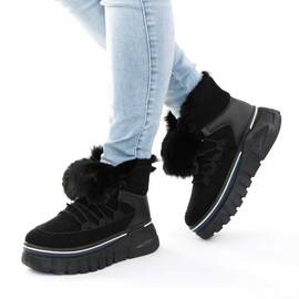 ​Ghete de dama cu platforma, imblanite, cu talpa groasa 2610-BLACK, Culoare (12): Negru, Marime (12): 36 - - Roveli