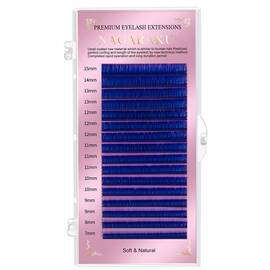 Extensii de gene curbura D Nagaraku Mix albastru, extensii gene premium, 16 linii, Culoare (26): albastru, Grosime (26): 0.10, Lungime (26): mix (7-15) mm - - Roveli