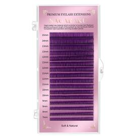 Extensii de gene curbura C Nagaraku Mix mov, extensii gene premium, 16 linii, Culoare (26): mov, Grosime (26): 0.10, Lungime (26): mix (7-15) mm - - Roveli