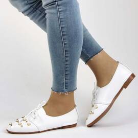 Pantofi de dama, casual, decorati cu pietre si perle 1602- WHITE, Marime (12): 37* - - Roveli