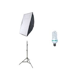 Roveli - Kit lumina continua foto-video  softbox 40x60cm fasung E27 incorporat + bec + stativ, 