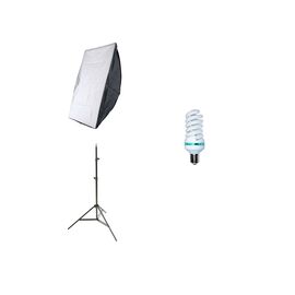 Roveli - Kit lumina continua foto-video softbox 50x70cm fasung E27 incorporat + bec + stativ, 