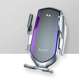 Suport Incarcator Telefon Wireless auto : Culoare - argintiu, Culoare (tm): argintiu - - Roveli