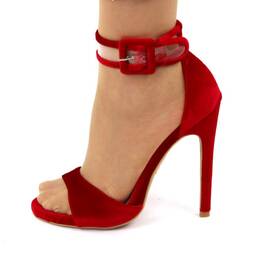 ​Sandale de dama elegante din catifea cu bareta transparenta H12-RED, Culoare (12): Rosu, Marime (12): 36 - - Roveli