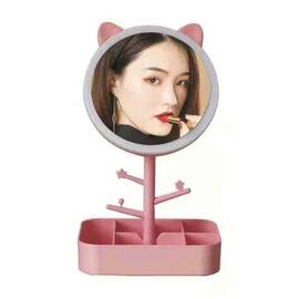 Oglinda de machiaj reincarcabila iluminata cu LED : Culoare - roz, Culoare (tm): roz - - Roveli