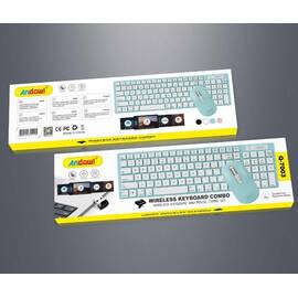 Set tastatura si mouse fara fir : Culoare - roz, Culoare (tm): bleu - - Roveli