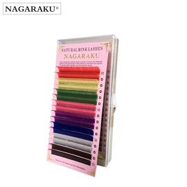 Extensii de gene colorate curbura D Nagaraku Natural Mink, extensii gene premium, 16 linii, Culoare (26): multicolor, Grosime (26): 0.07, Lungime (26): 8 mm - - Roveli
