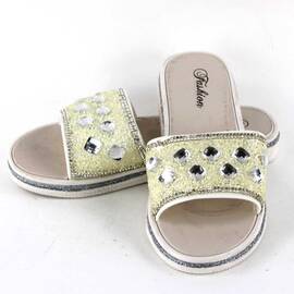 Papuci de dama decorati cu pietre 896-DIAMOND-BEIGE, Culoare (12): Argintiu, Bej, Marime (12): 41 - - Roveli