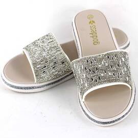 Papuci de dama decorati cu pietre 870-MOTIV-SILVER, Culoare (12): Argintiu, Marime (12): 39 - - Roveli