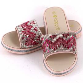 ​Papuci de dama decorati cu pietre 870-MOTIV-PINK, Culoare (12): Argintiu, Roz, Marime (12): 39 - - Roveli