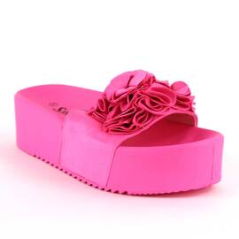 Papuci de dama, cu talpa groasa si funde decorative CK148P-FUXIA, Culoare (12): Fucsia, Marime (12): 41* - - Roveli