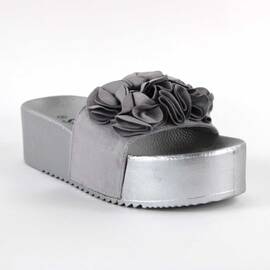 ​Papuci de dama, cu talpa groasa si funde decorative CK148P-GREY, Culoare (12): Gri, Marime (12): 39* - - Roveli