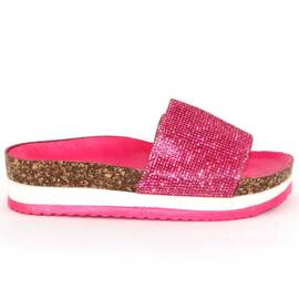 ​Papuci casual de dama cu aplicatii de pietre 00116-FUXIA, Culoare (12): Fucsia, Marime (12): 39 - - Roveli