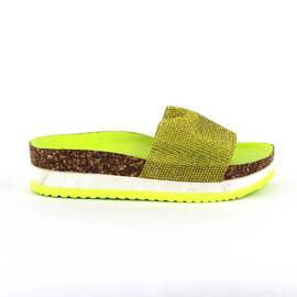 ​Papuci casual de dama cu aplicatii de pietre 00116-YELLOW, Culoare (12): Galben, Marime (12): 39 - - Roveli