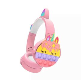 Roveli - Casti pentru copii Cat-Unicorn, Wireless lumina LED RGB Pop Fidget : Culoare - roz, 
